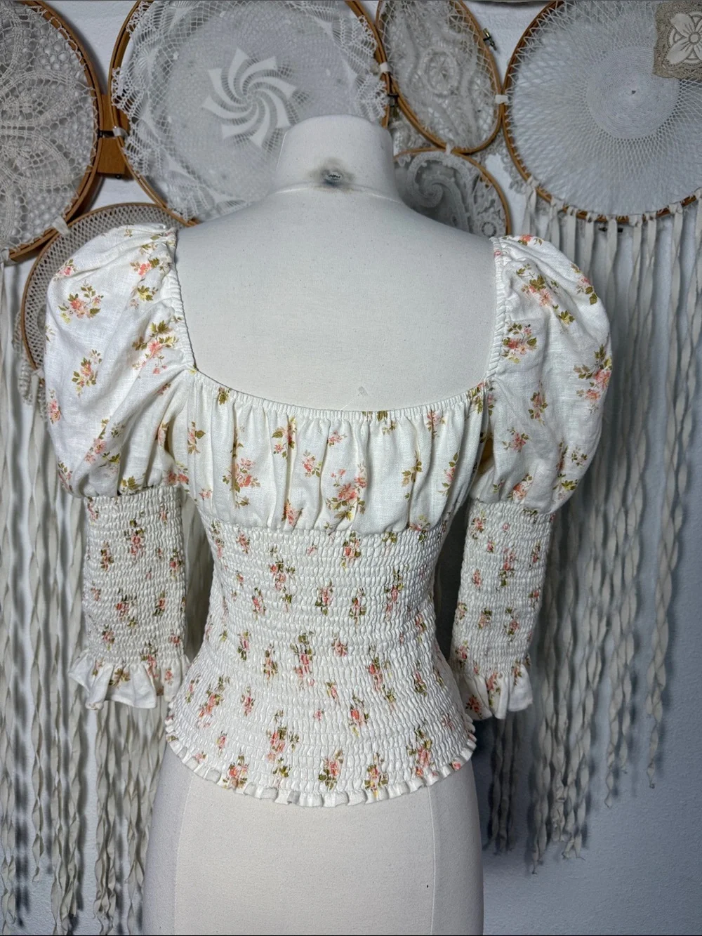 Reformation NWOT Haven Top in Cream Floral Size Small